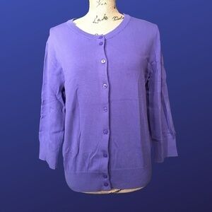 BAMBOO TRADER Spring Summer CARDIGAN, Pre-owned, 3/4 Sleeves, PURPLE, Size L